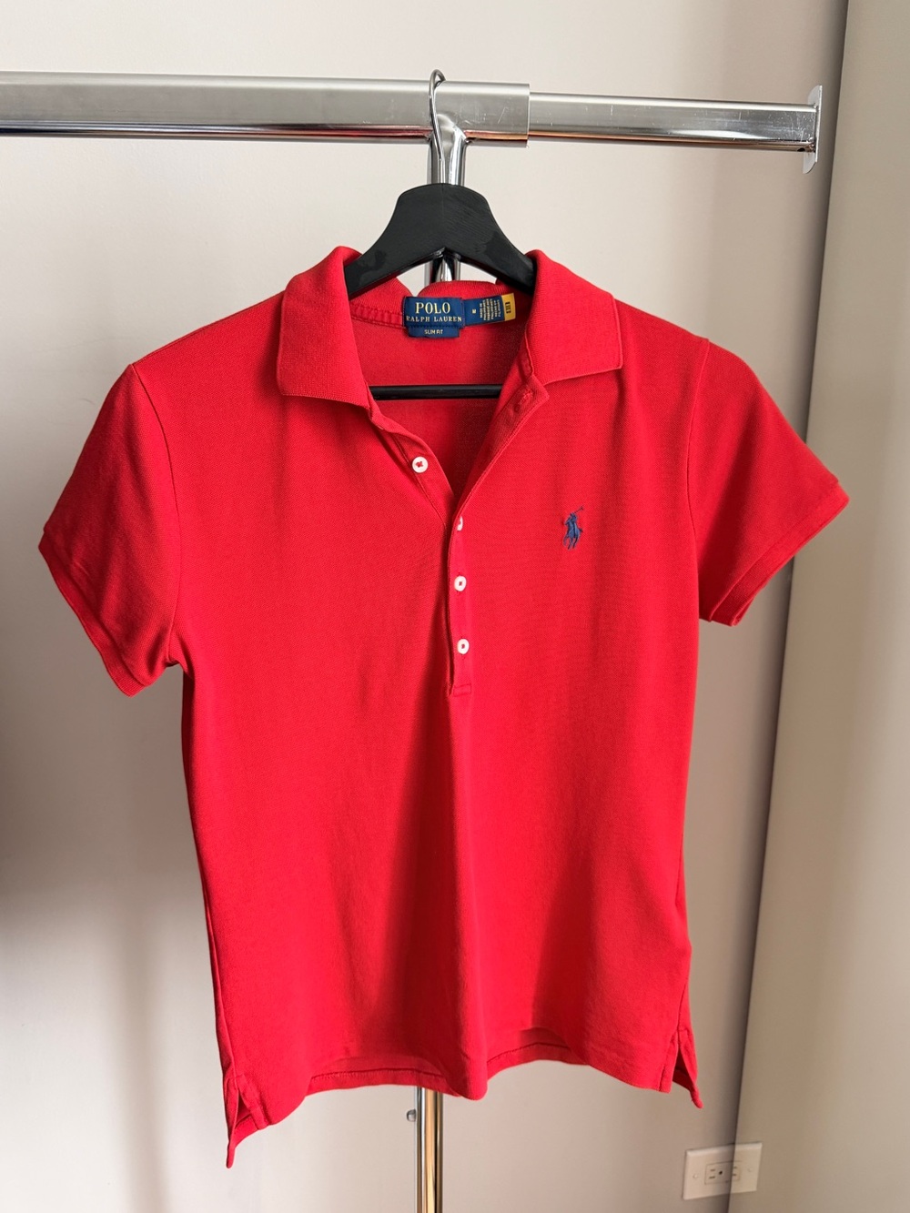 RALPH LAUREN Red Polo Slim Fit T shirt in sz. M